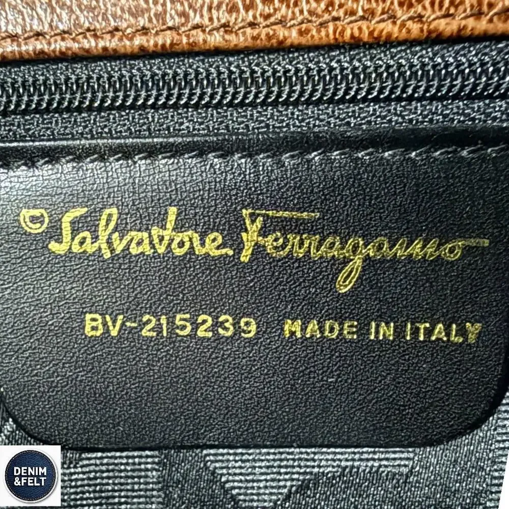 Salvatore Ferragamo Wanda Brown Leather Top Handle‎ Satchel Gold Hardware Purse